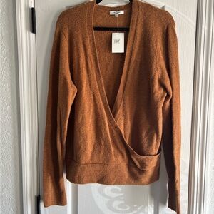 Madewell Cozy Wrap Pullover Sweater - Rust Brown